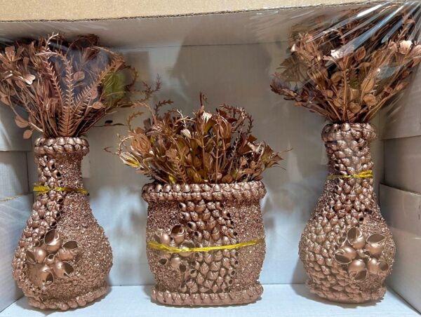 Set Of 3 Metal Colour FLower Vases
