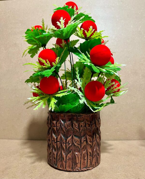 Set Of 2 Artificial Flowers In Wooden Vase