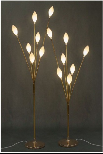 Modern Bulb-Inspired LED Floor Lamp with Gold Stem and Adjustable Lighting Tones