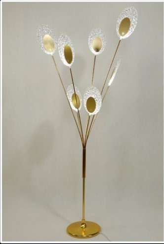 Modern Decorative LED Floor Lamp with Oval Shaped Lights and Golden Base