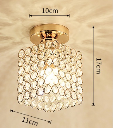 Mini crystal beaded ceiling light with a gold base and elegant flush mount design