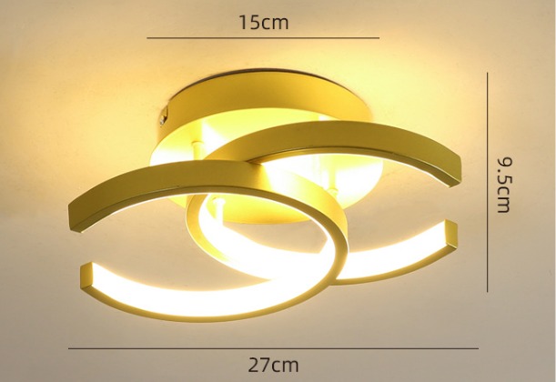 modern ceiling light, LED flush mount light, golden ceiling lamp, wave design light, decorative ceiling fixture, 27cm ceiling LED light, stylish flush mount lamp, minimalist ceiling light, living room ceiling decor, LED light fixture