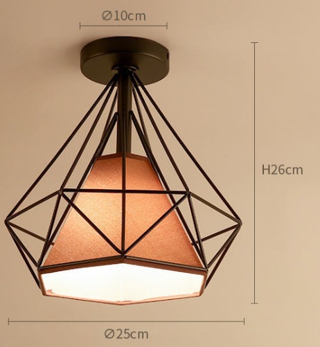 Copper-toned geometric ceiling light with wireframe design and warm diffuser