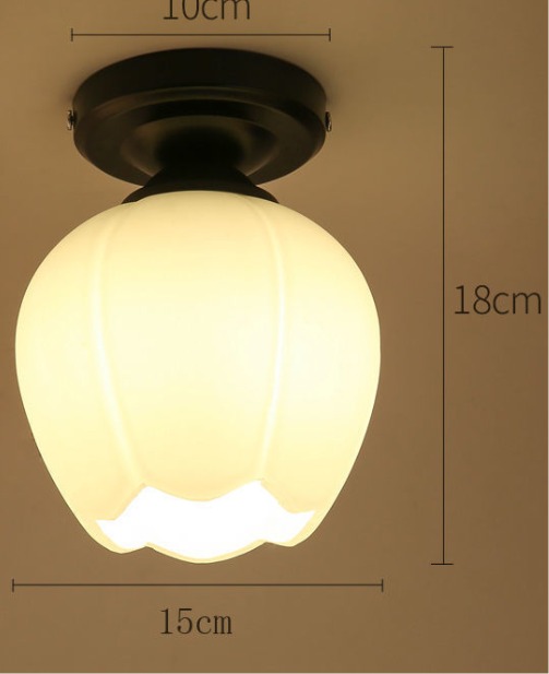 Tulip-shaped frosted glass ceiling light with warm soft glow