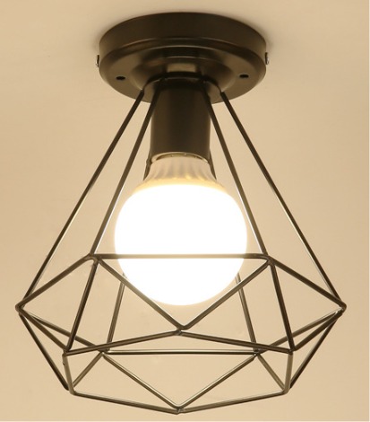 Modern ceiling light with geometric metal cage design