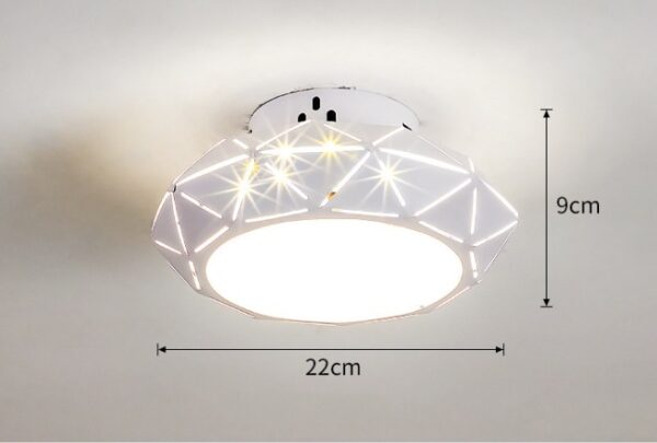 White geometric crystal-style flush mount ceiling light with LED glow