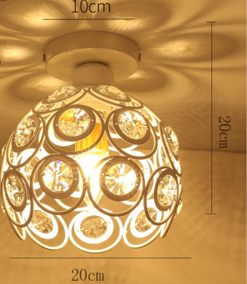 Modern white crystal globe ceiling light with circular ring design and sparkling crystal accents